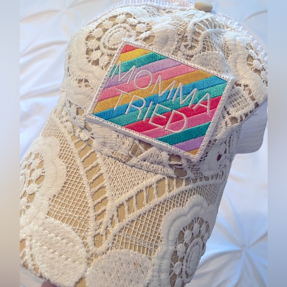Judith March “Momma Tried” Lace Detail Trucking Hat - Picture 2 of 4